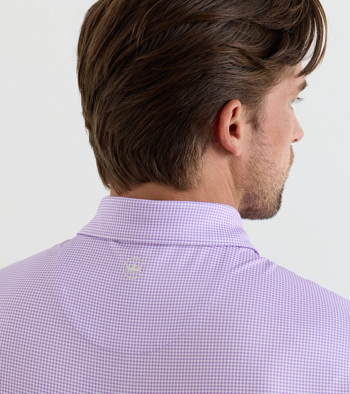 Peter Millar Gingham Performance Jersey Polo: Purple Iris