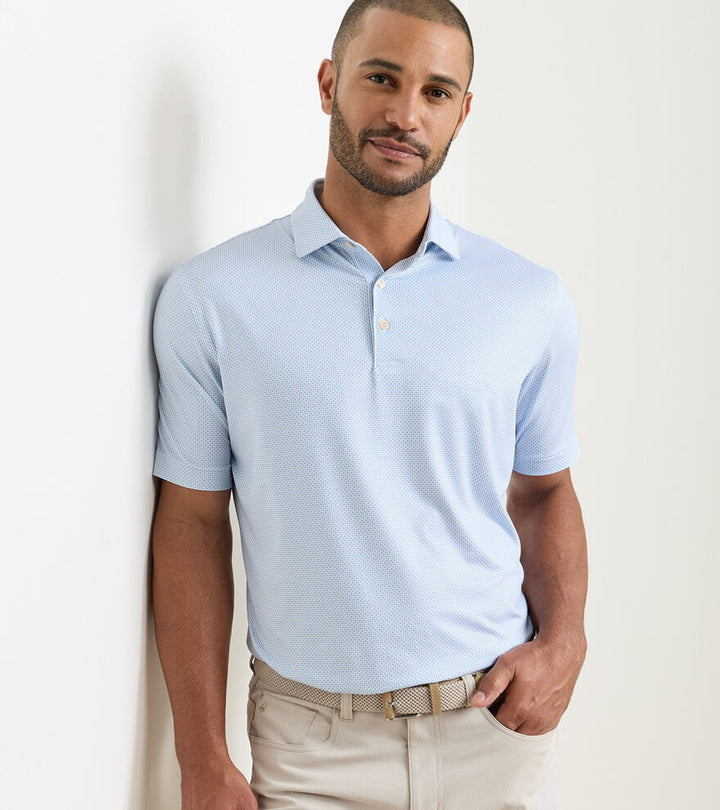 Peter Millar Phoenix Performance Jersey Polo: White/Bluebird