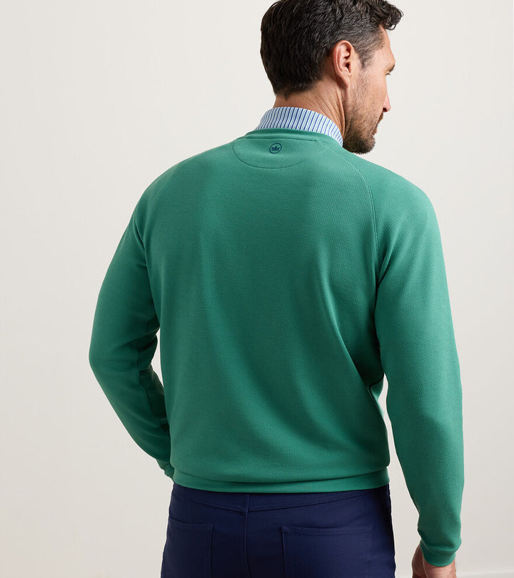 Peter Millar Cradle Piqué Performance Pimento Cheese Crewneck: Snow Pea