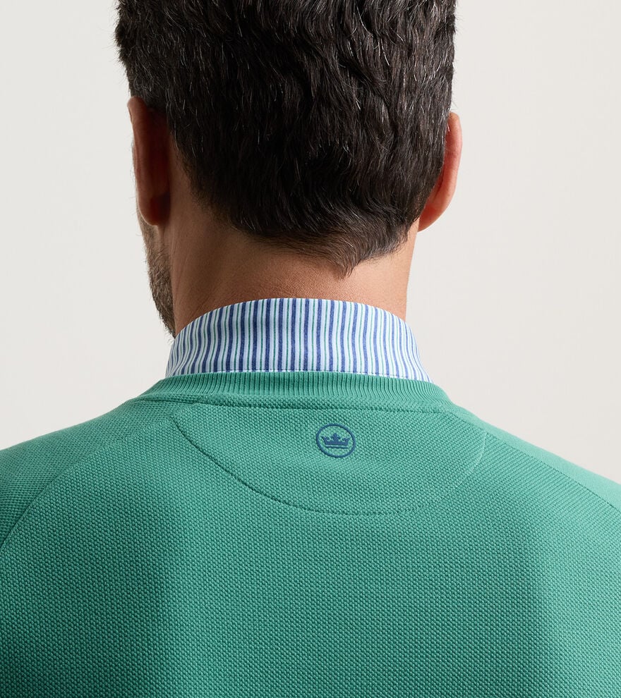 Peter Millar Cradle Piqué Performance Pimento Cheese Crewneck: Snow Pea