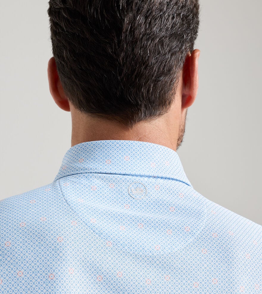 Peter Millar Santiago Performance Mesh Polo: White/Bluebird