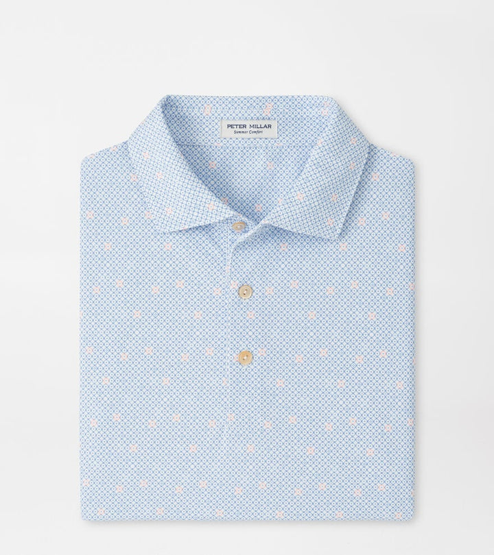 Peter Millar Santiago Performance Mesh Polo: White/Bluebird