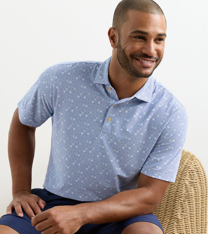 Peter Millar Santiago Performance Mesh Polo: White/Sport Navy