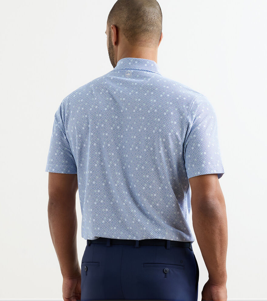 Peter Millar Santiago Performance Mesh Polo: White/Sport Navy