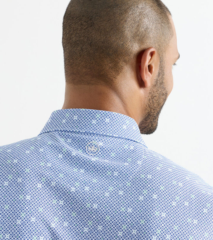 Peter Millar Santiago Performance Mesh Polo: White/Sport Navy