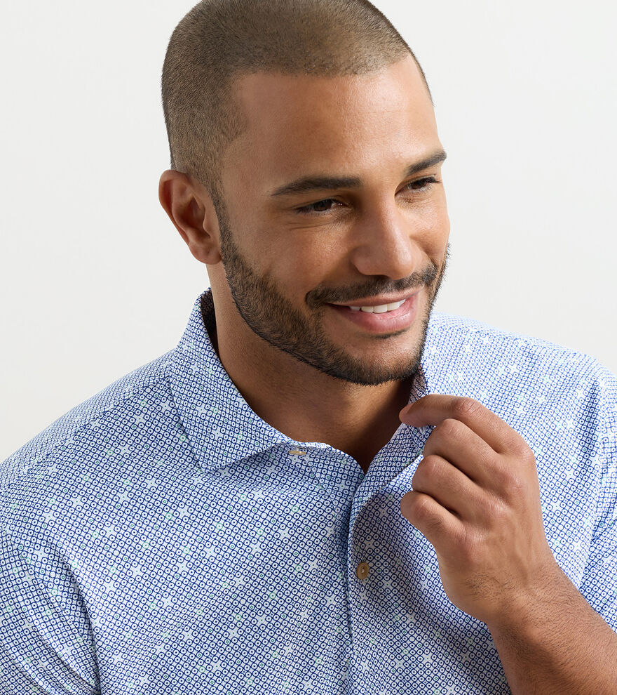 Peter Millar Santiago Performance Mesh Polo: White/Sport Navy