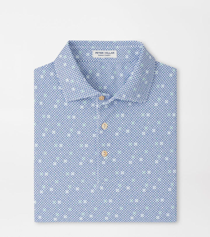 Peter Millar Santiago Performance Mesh Polo: White/Sport Navy