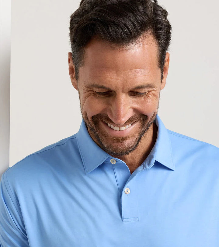 Peter Millar Featherweight Mélange Performance Polo: Bluebird