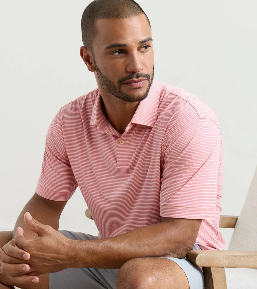 Peter Millar Featherweight Stripe Performance Polo: Venetian Pink