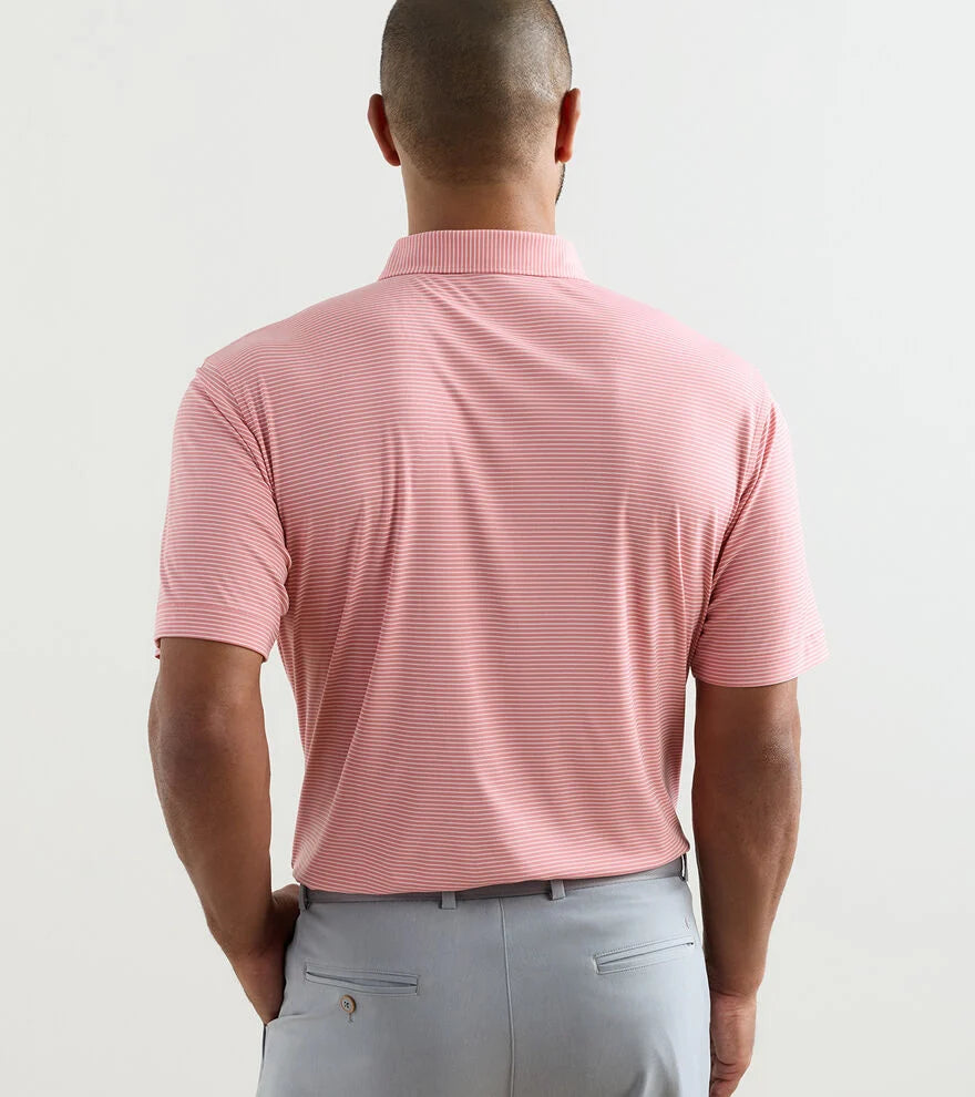 Peter Millar Featherweight Stripe Performance Polo: Venetian Pink