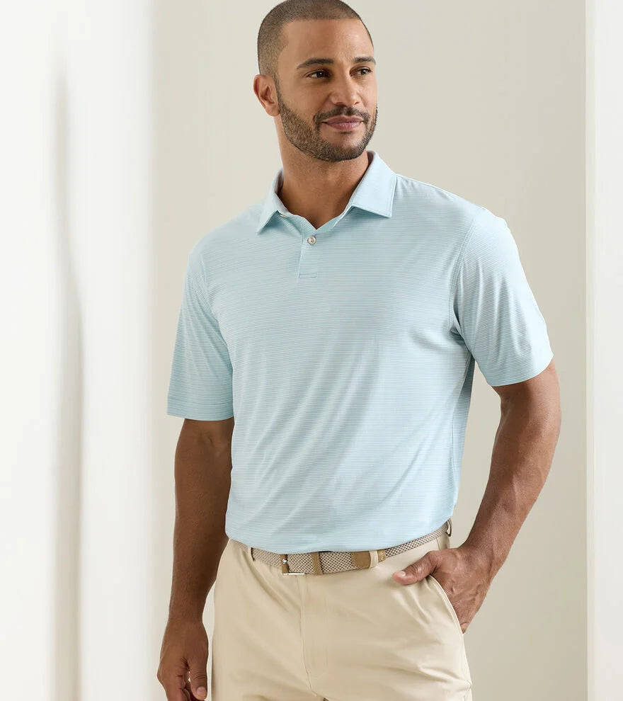 Peter Millar Featherweight Trading Stripe Performance Polo: Seaflower