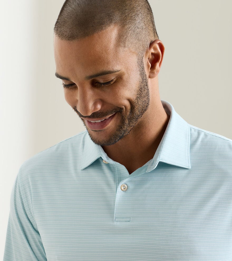 Peter Millar Featherweight Trading Stripe Performance Polo: Seaflower