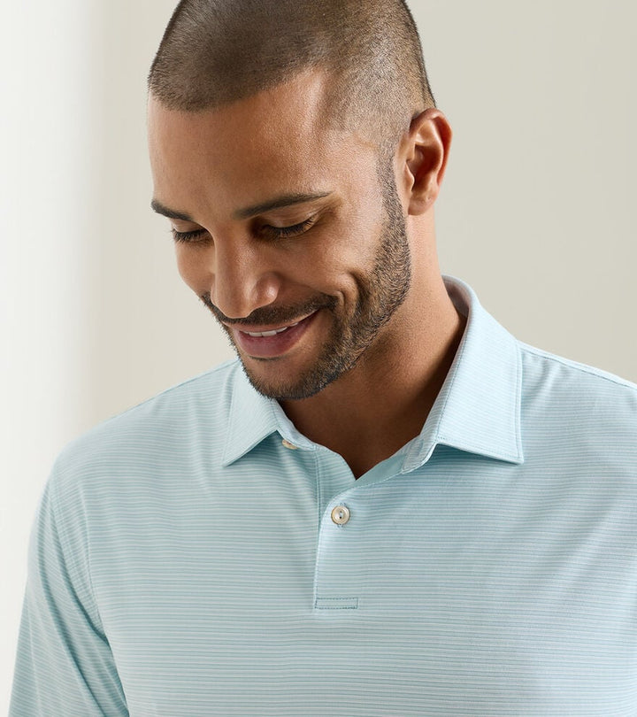 Peter Millar Featherweight Trading Stripe Performance Polo: Seaflower
