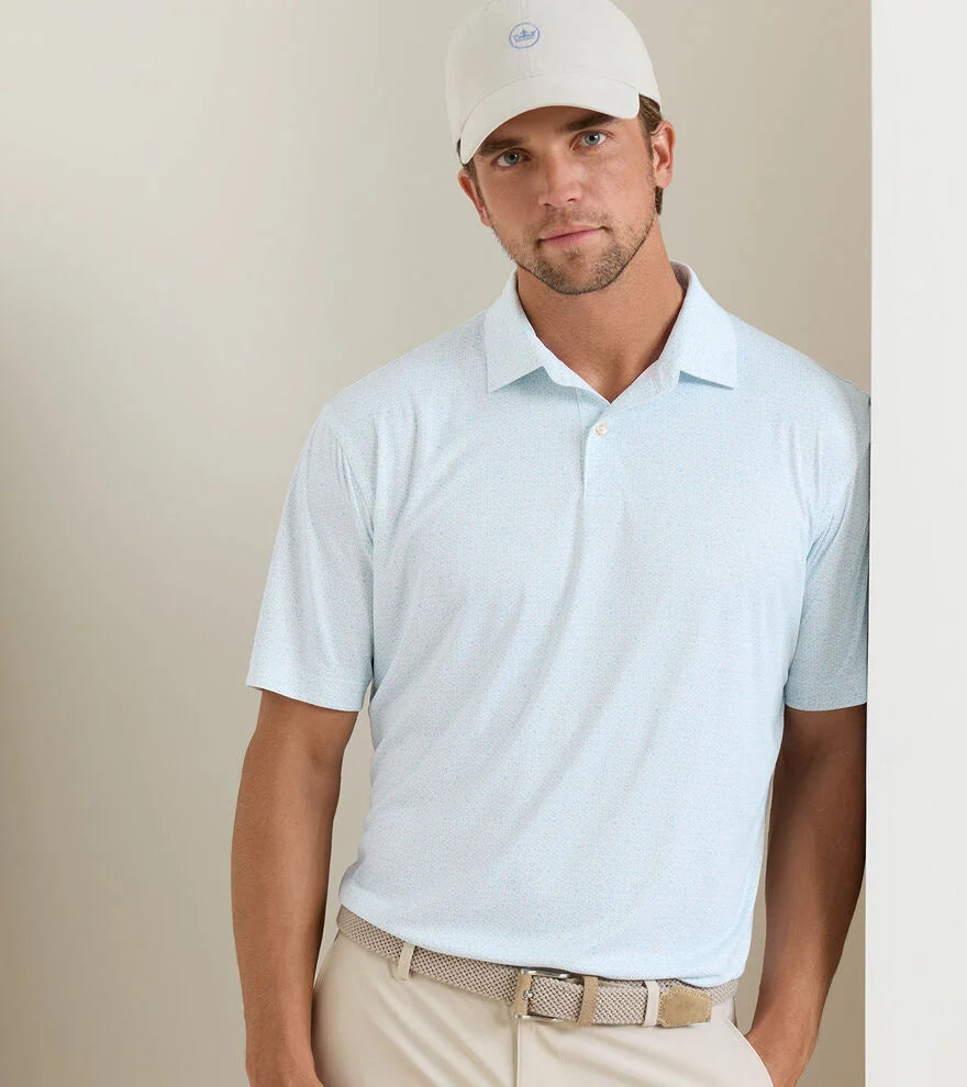 Peter Millar Featherweight Hoops Performance Polo: White