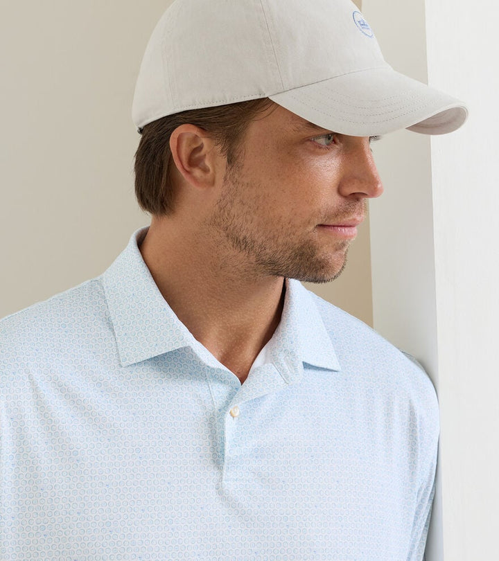 Peter Millar Featherweight Hoops Performance Polo: White