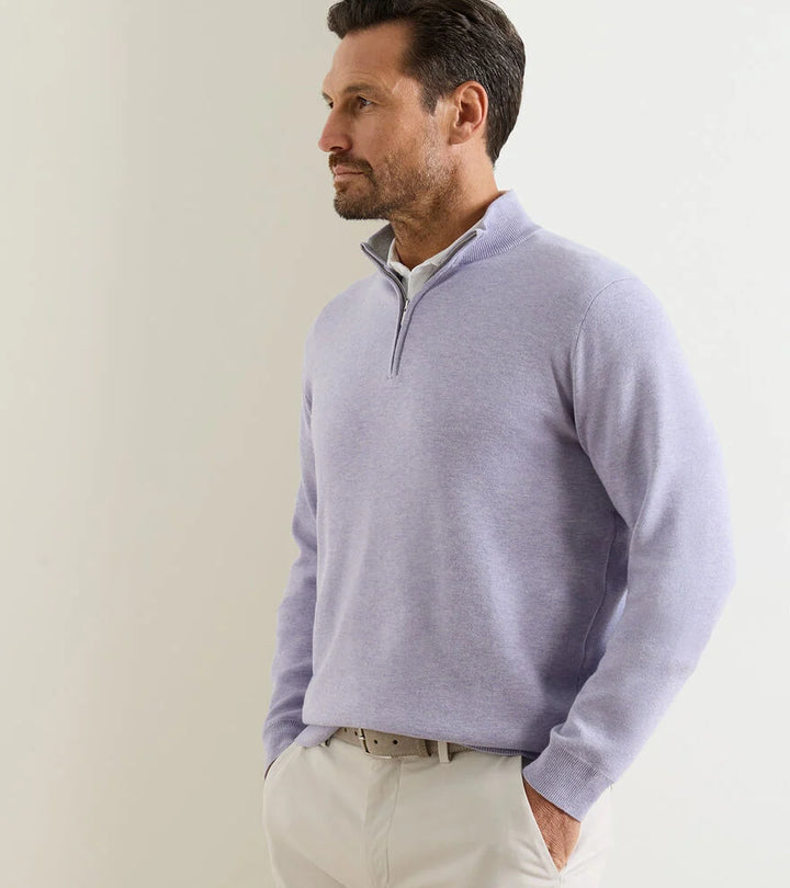 Peter Millar Coolspun Lite Cotton Quarter-Zip Sweater: Light Violet