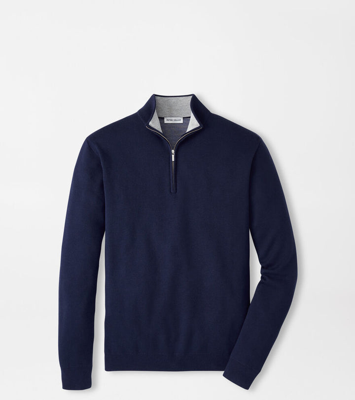 Peter Millar Coolspun Lite Cotton Quarter-Zip Sweater: Navy