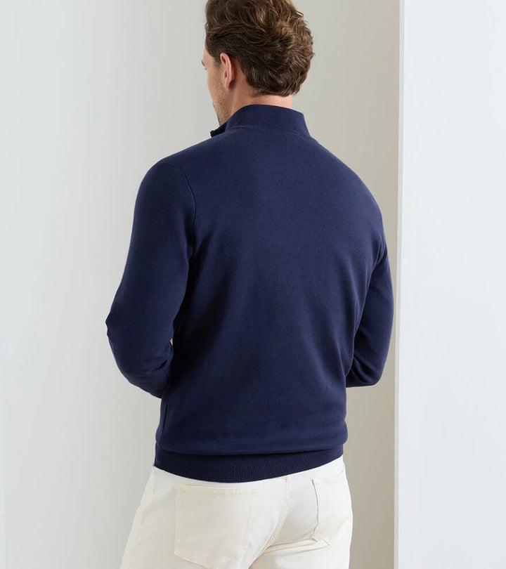 Peter Millar Coolspun Lite Cotton Quarter-Zip Sweater: Navy