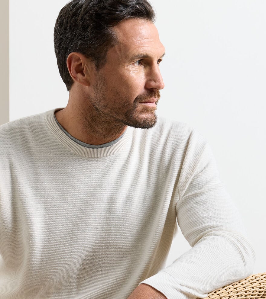 Peter Millar Coolspun Lite Textured Crewneck Sweater: Ivory