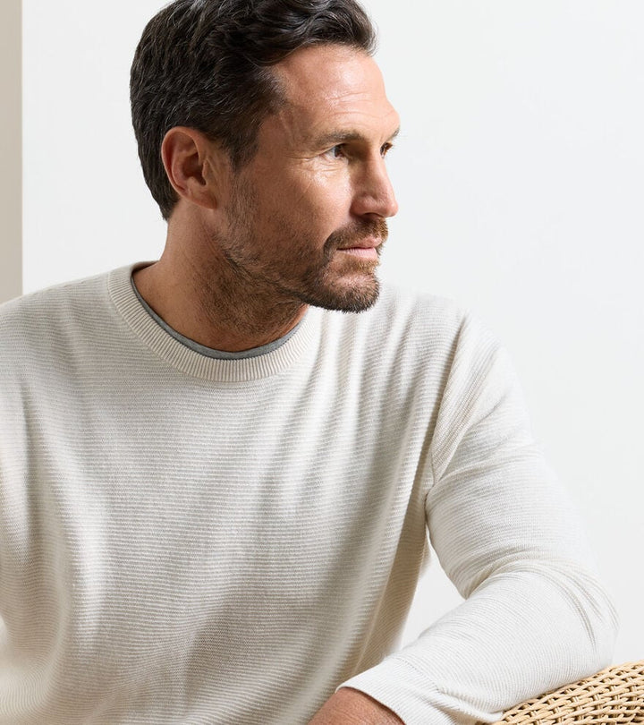 Peter Millar Coolspun Lite Textured Crewneck Sweater: Ivory