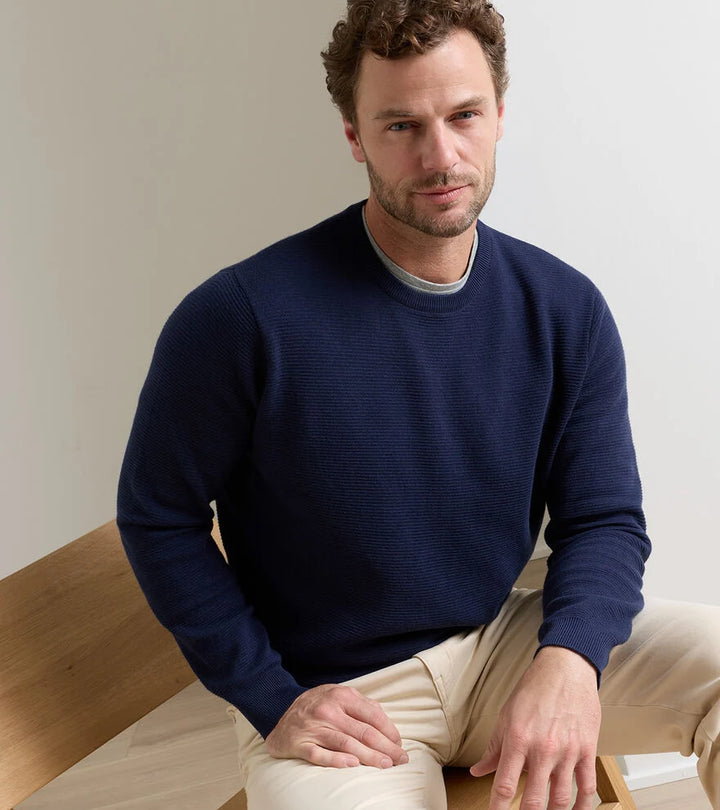 Peter Millar Coolspun Lite Textured Crewneck Sweater: Navy