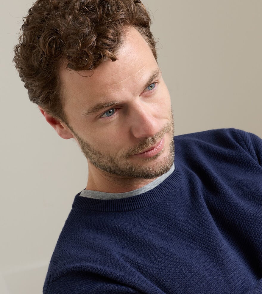 Peter Millar Coolspun Lite Textured Crewneck Sweater: Navy