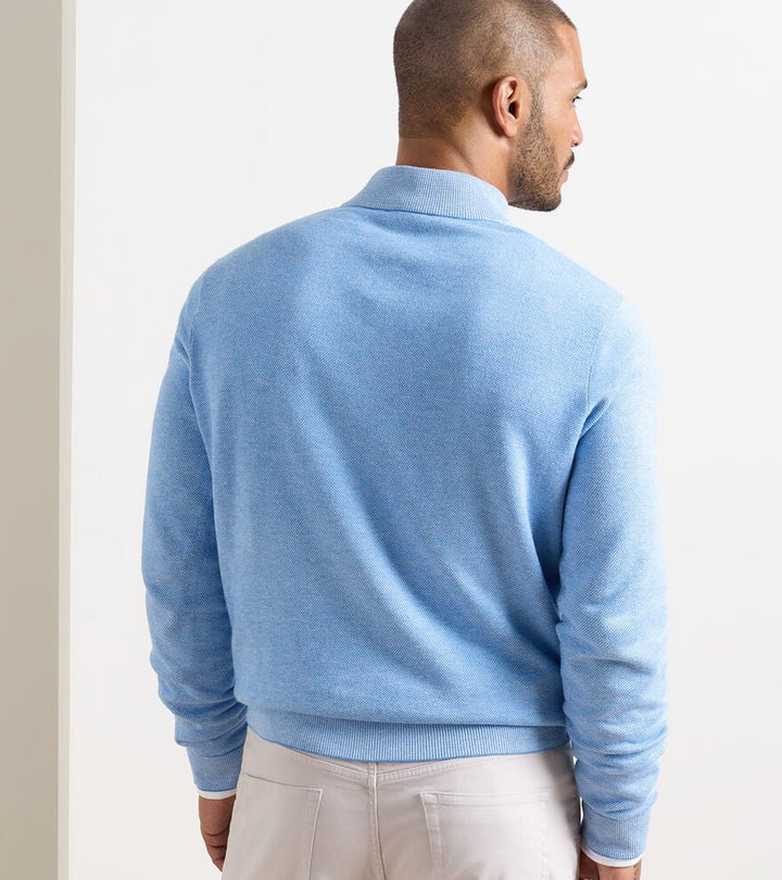 Peter Millar Coolspun Lite Birdseye Cotton Quarter-Zip Sweater: Bluebird