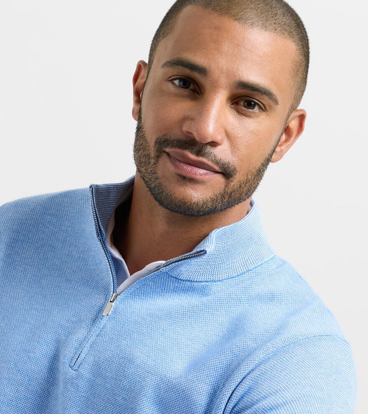 Peter Millar Coolspun Lite Birdseye Cotton Quarter-Zip Sweater: Bluebird
