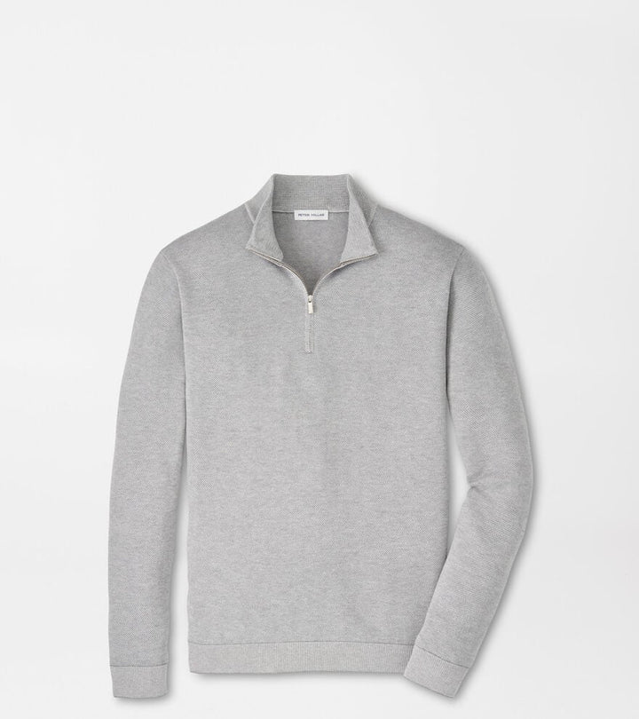 Peter Millar Coolspun Lite Birdseye Cotton Quarter-Zip Sweater: Gale Grey