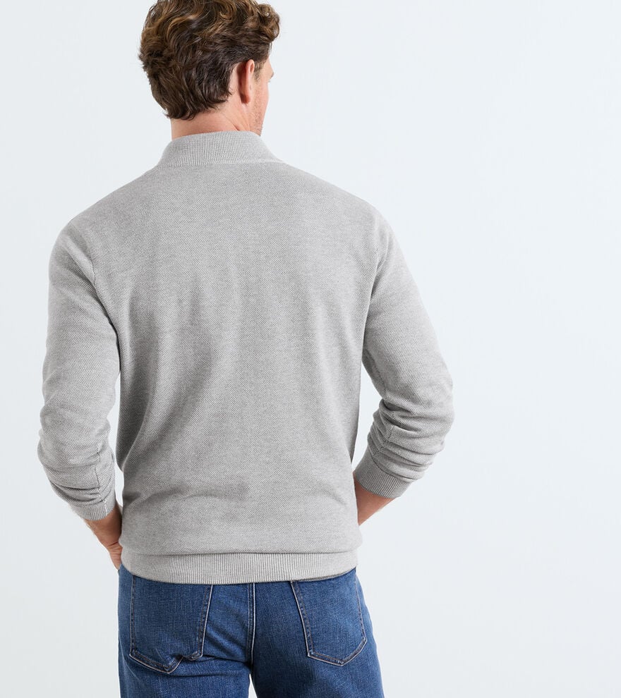 Peter Millar Coolspun Lite Birdseye Cotton Quarter-Zip Sweater: Gale Grey