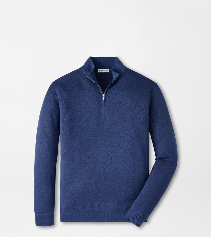 Peter Millar Coolspun Lite Birdseye Cotton Quarter-Zip Sweater: Navy