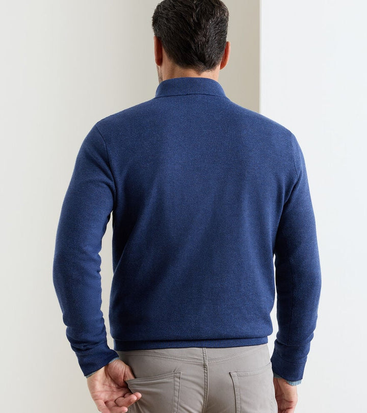 Peter Millar Coolspun Lite Birdseye Cotton Quarter-Zip Sweater: Navy