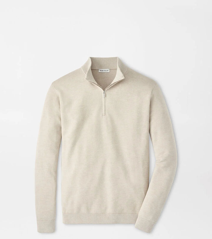 Peter Millar Coolspun Lite Birdseye Cotton Quarter-Zip Sweater: Truffle
