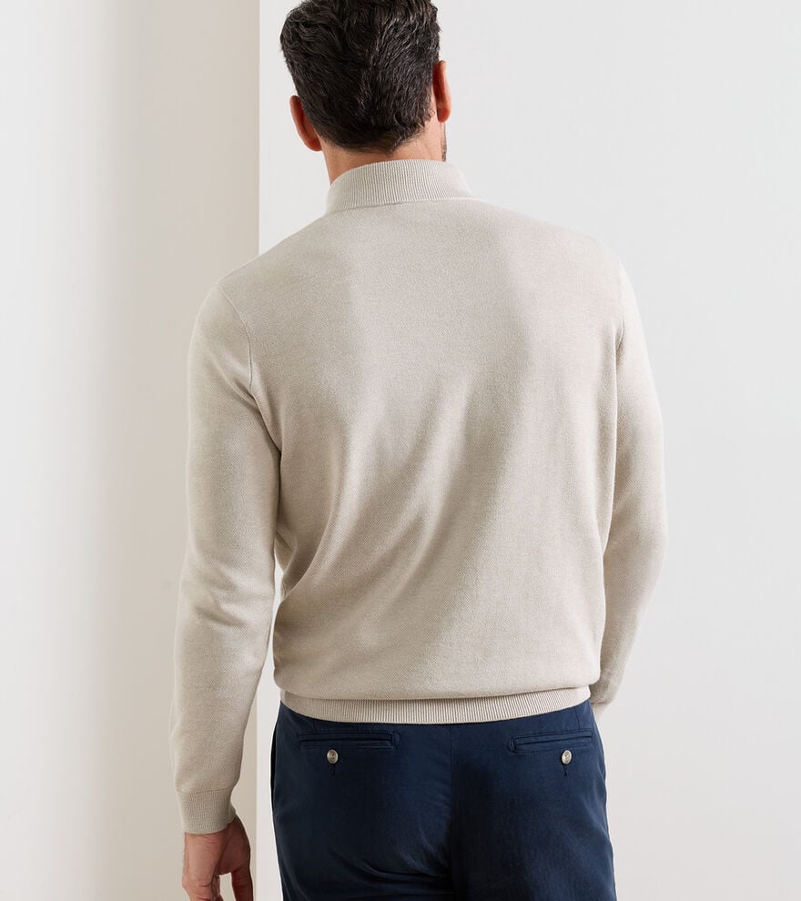 Peter Millar Coolspun Lite Birdseye Cotton Quarter-Zip Sweater: Truffle