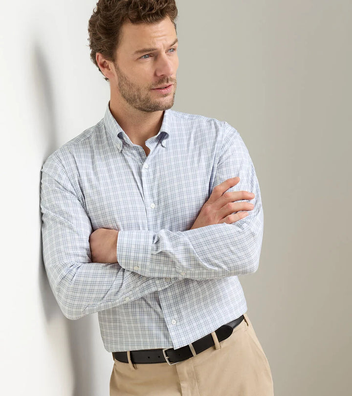 Peter Millar Douglas Crown Lite Cotton-Stretch Sport Shirt: Gale Grey