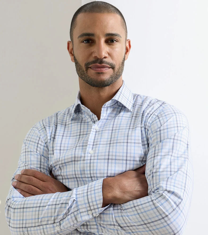 Peter Millar Warren Crown Lite Cotton-Stretch Sport Shirt: Cloudy Blue