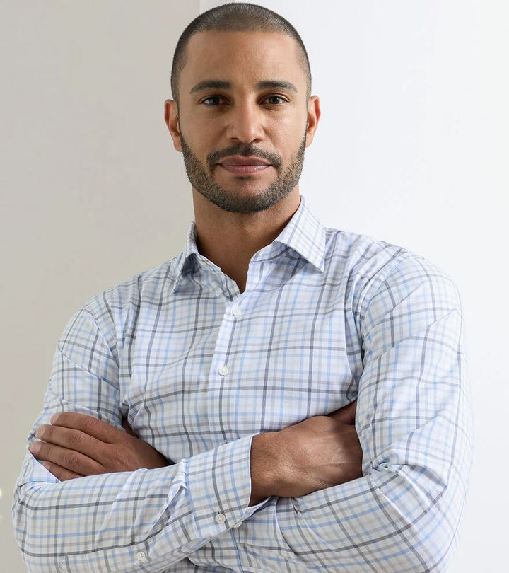 Peter Millar Warren Crown Lite Cotton-Stretch Sport Shirt: Cloudy Blue