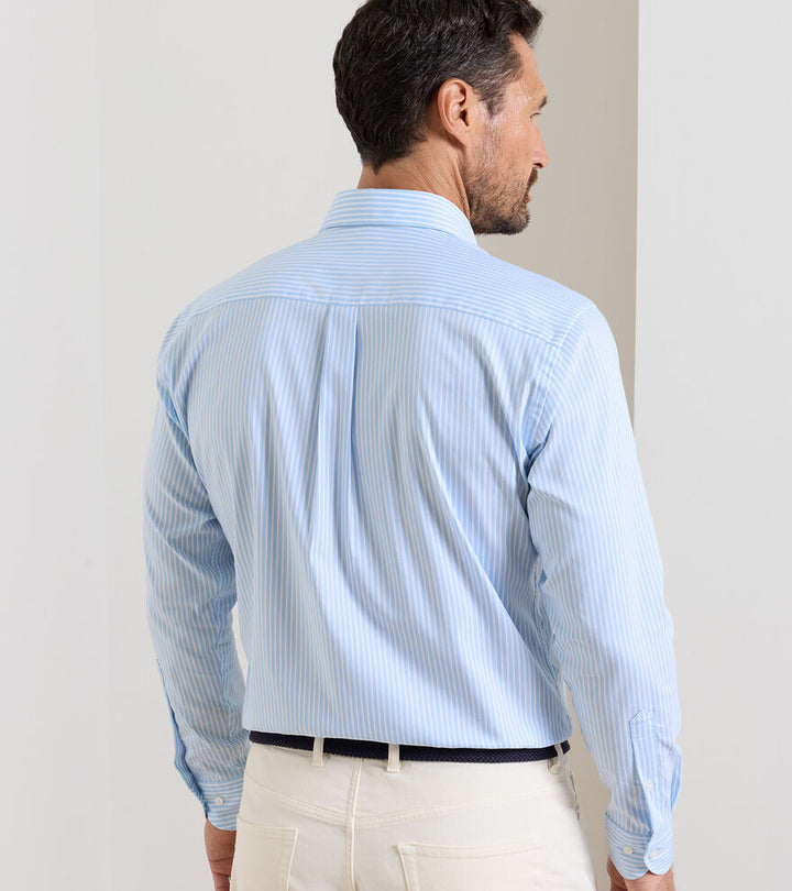 Peter Millar Langley Crown Lite Cotton-Stretch Sport Shirt: Cottage Blue