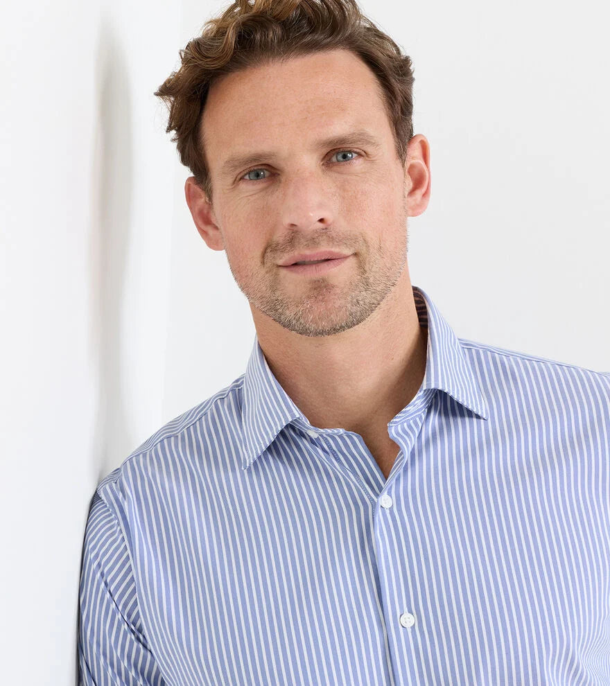 Peter Millar Langley Crown Lite Cotton-Stretch Sport Shirt: Windsor Blue