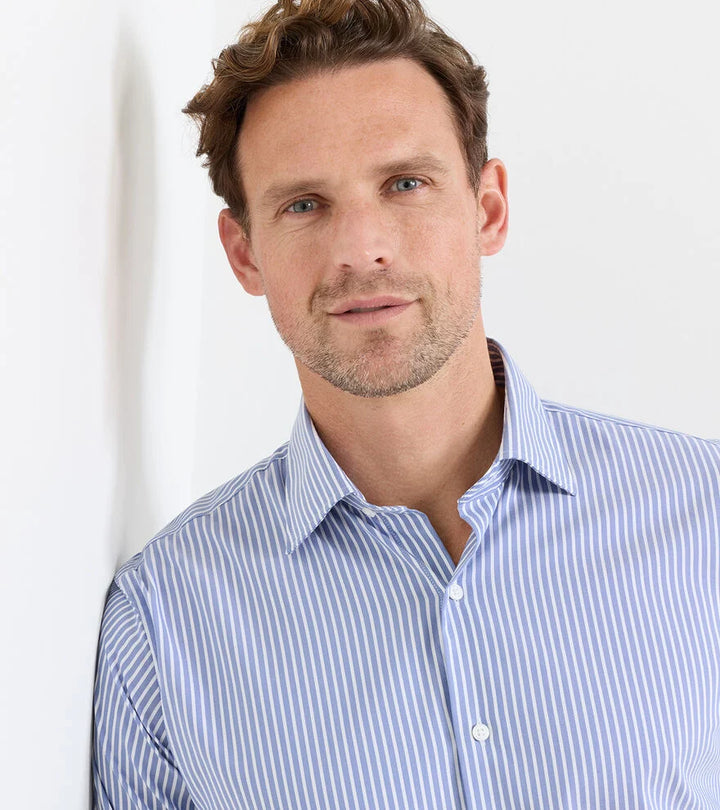 Peter Millar Langley Crown Lite Cotton-Stretch Sport Shirt: Windsor Blue