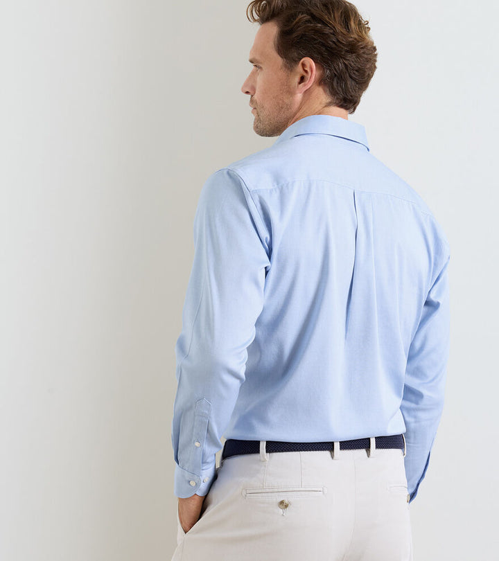 Peter Millar Campbell Perfect Pinpoint Cotton-Stretch Sport Shirt: Cottage Blue