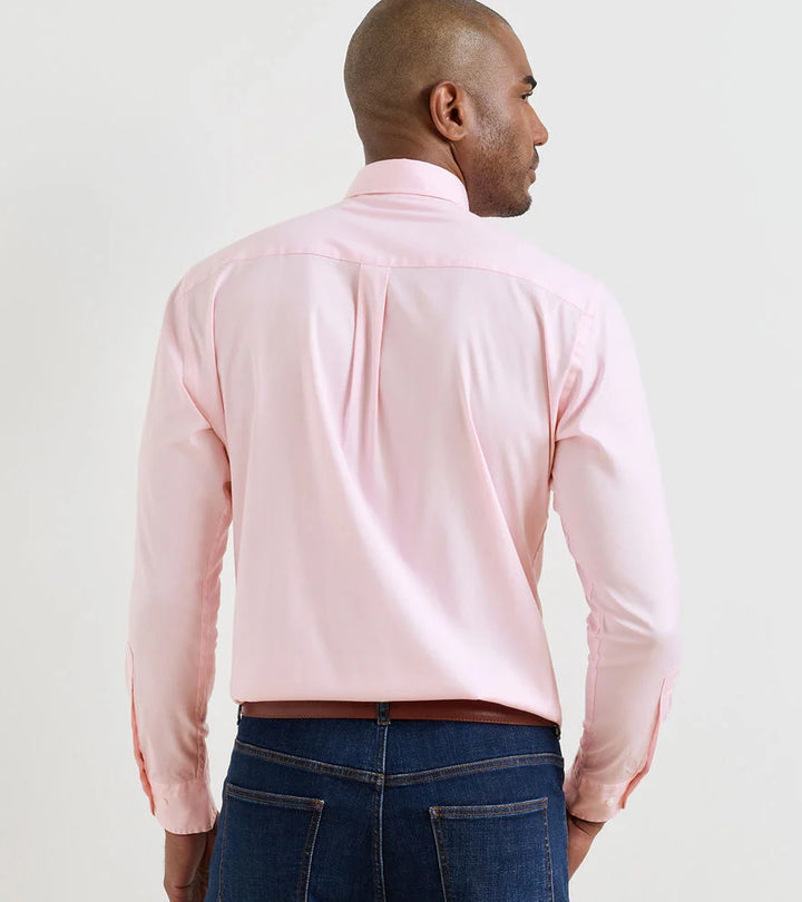 Peter Millar Campbell Perfect Pinpoint Cotton-Stretch Sport Shirt: Palmer Pink