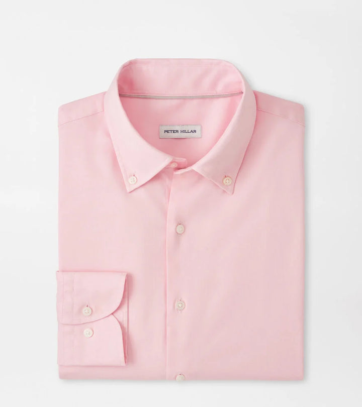 Peter Millar Campbell Perfect Pinpoint Cotton-Stretch Sport Shirt: Palmer Pink