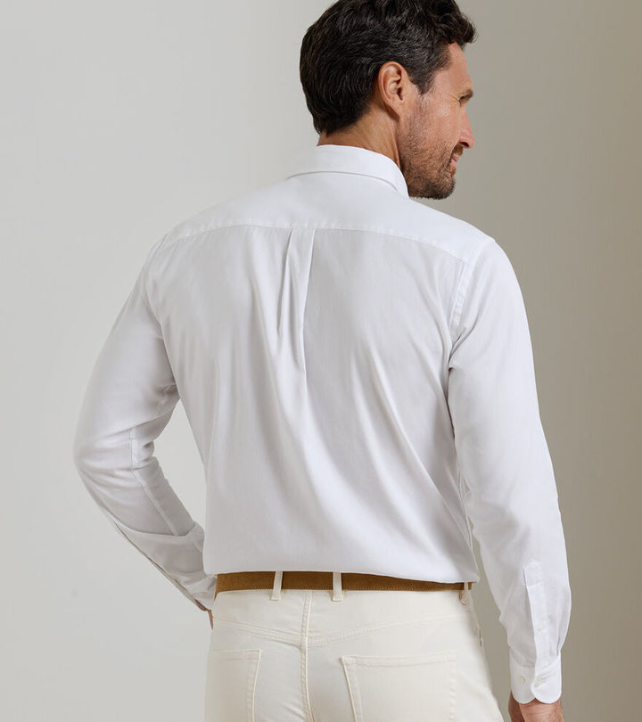 Peter Millar Campbell Perfect Pinpoint Cotton-Stretch Sport Shirt: White