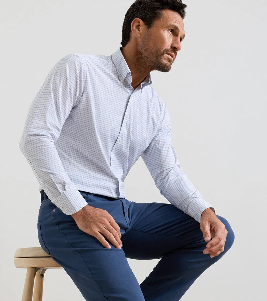 Peter Millar Rommel Performance Twill Sport Shirt: Cloudy Blue