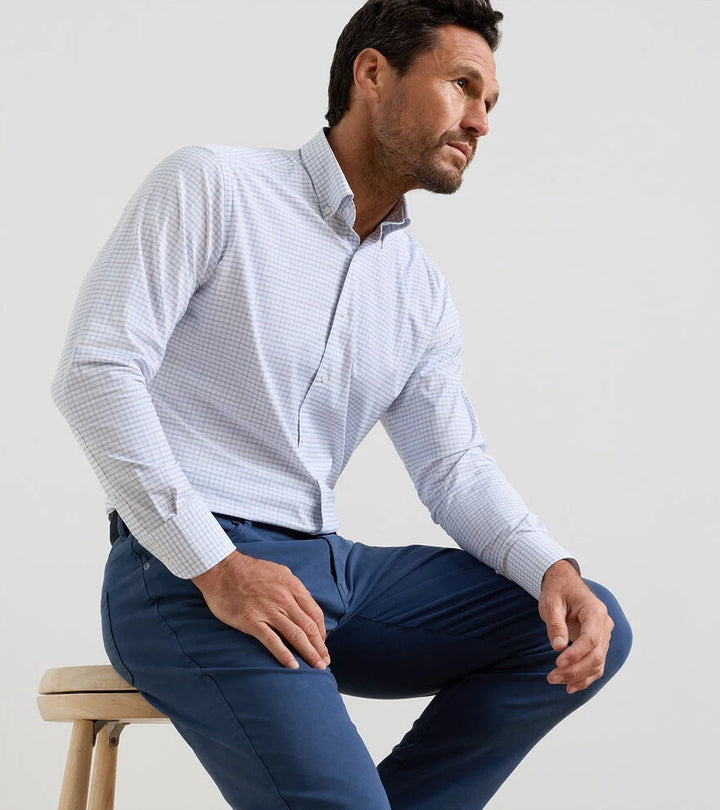 Peter Millar Rommel Performance Twill Sport Shirt: Cloudy Blue