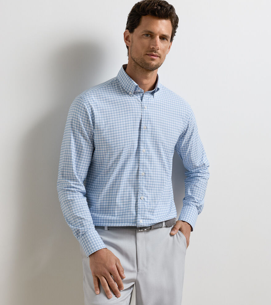 Peter Millar Lewis Performance Twill Sport Shirt: Cloudy Blue
