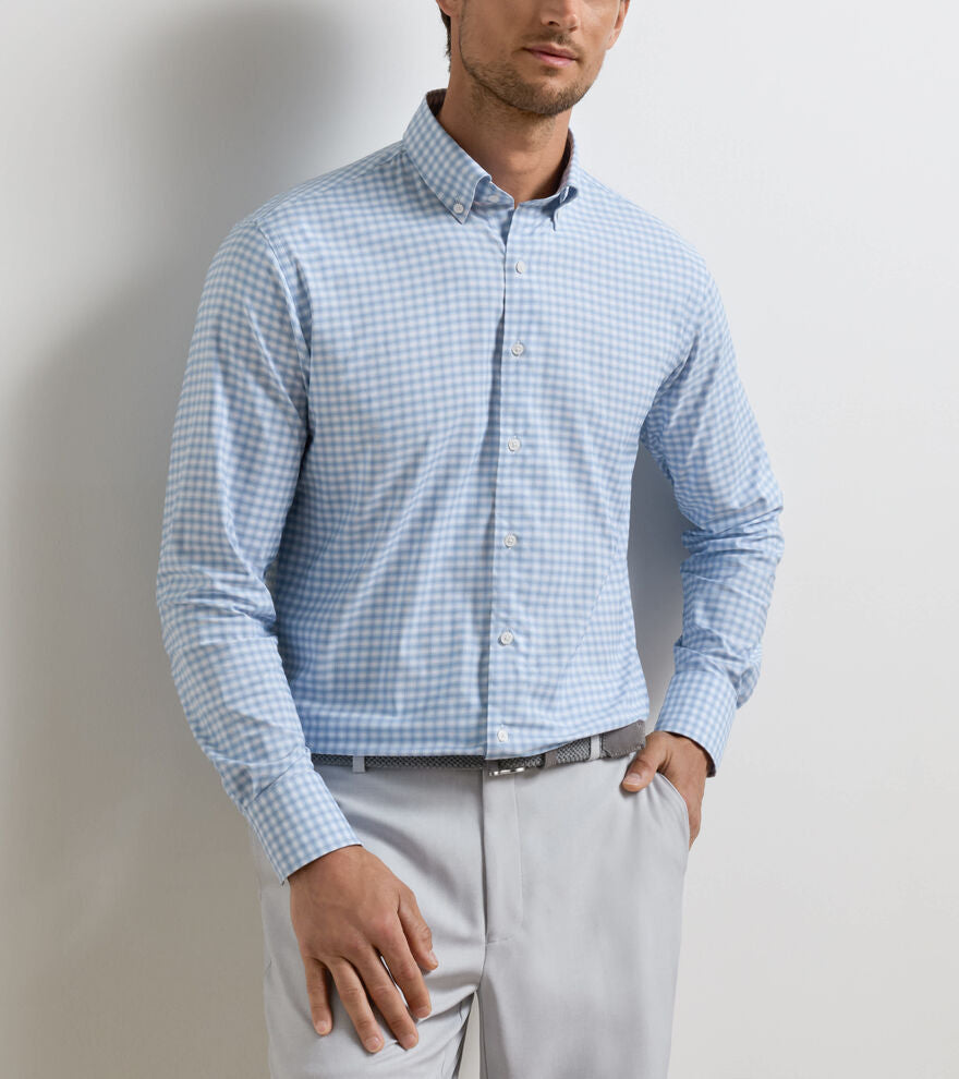 Peter Millar Lewis Performance Twill Sport Shirt: Cloudy Blue