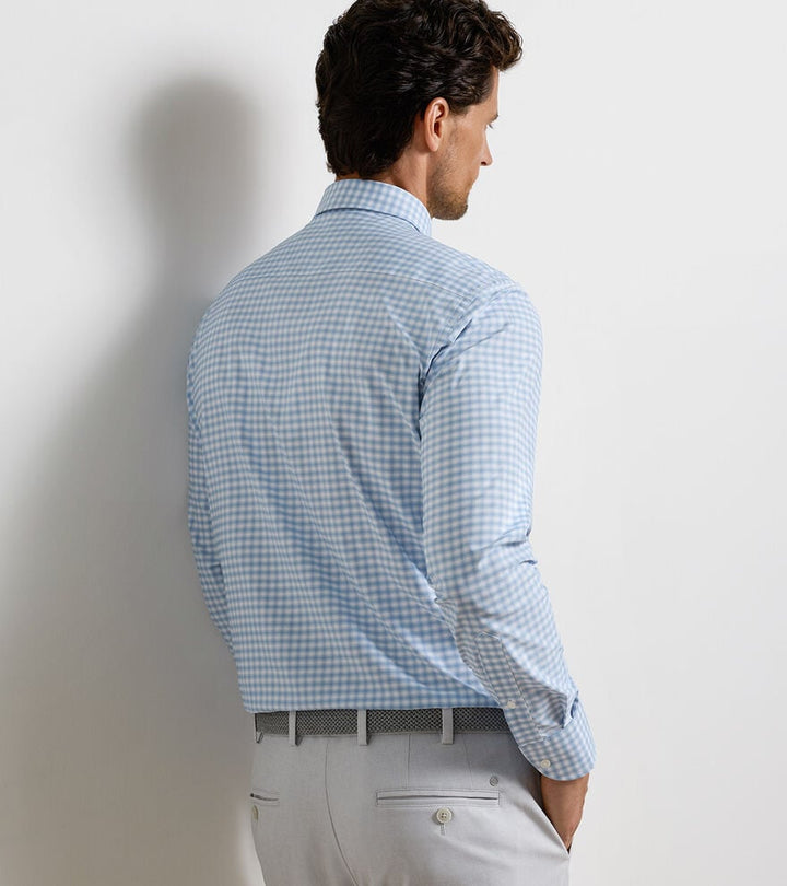 Peter Millar Lewis Performance Twill Sport Shirt: Cloudy Blue