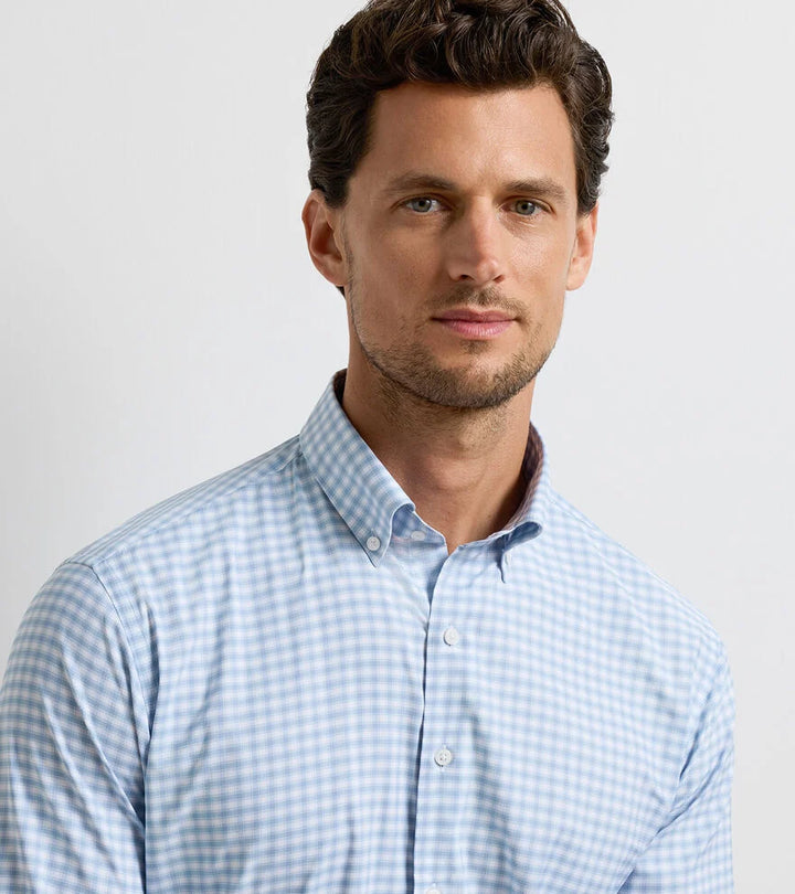 Peter Millar Lewis Performance Twill Sport Shirt: Cloudy Blue
